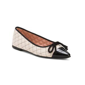 PRETTY BALLERINAS Cream Made In Spain Leather Tyra Quilted Ballet Flats